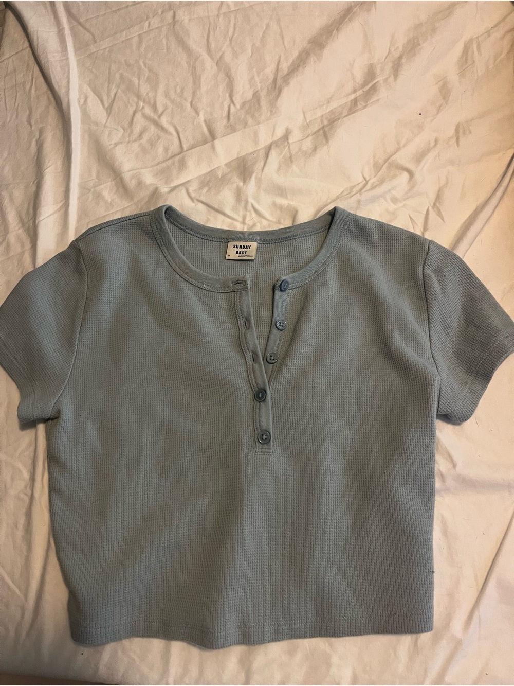 Sunday Best Soft Blue Short Sleeve Henley Tee
